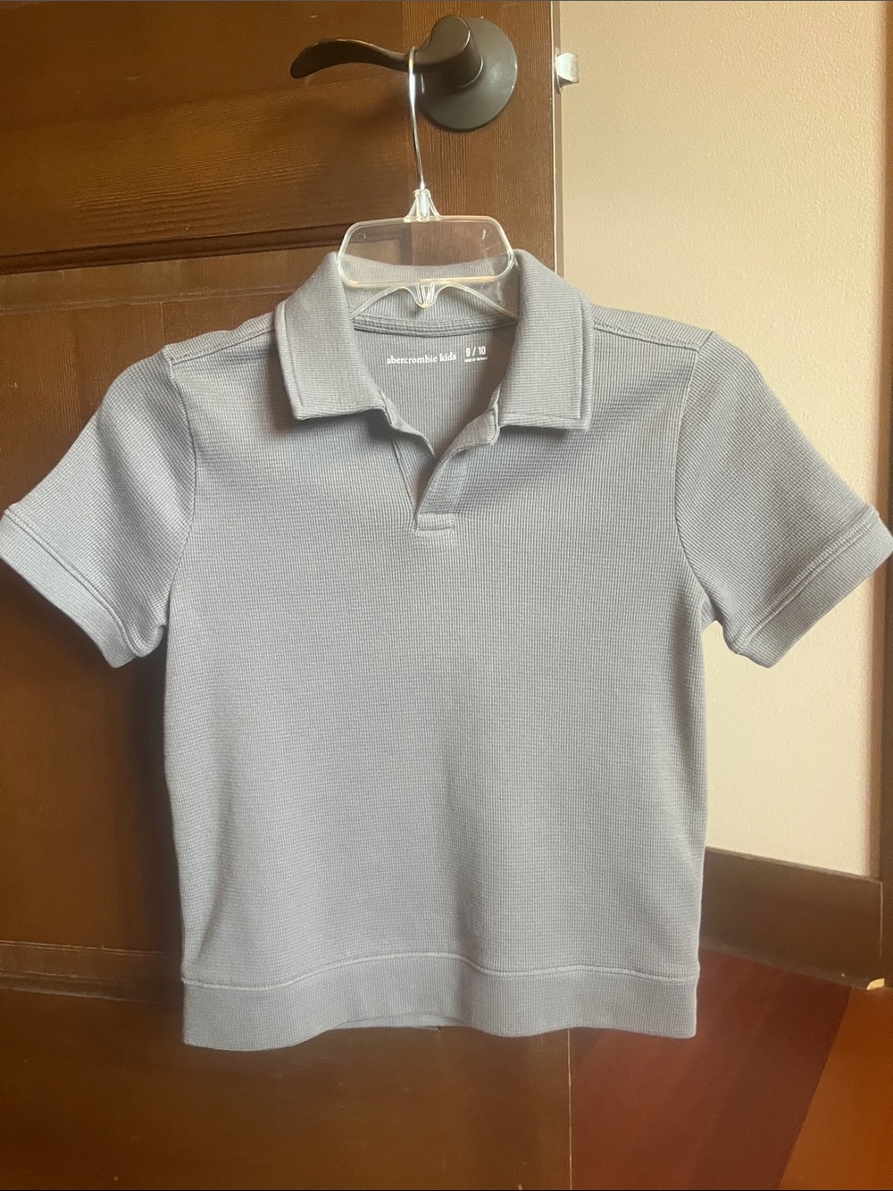 Abercrombie Kids Boys Grey Textured Waffle Knit Polo Sz 9/10